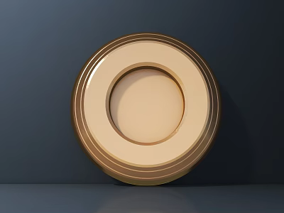 Elegant Circular Gold Beige Ring Design Wall Decor On Dark Background 3d model