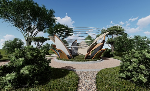 Modern urban sculpture landscape sketch 3d model