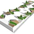 Modern Geometric Tree Pits Landscape Design With Green Plants And Multiple Shapes 3d model