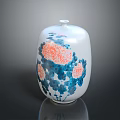 White Decorative Porcelain Vase With Red And Blue Floral Patterns For Home Decor