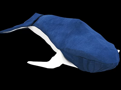 Blue Whale Shaped Decorative Ornament Set With Plush Material And White Accent 3d model