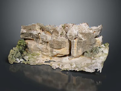 Rock Garden Landscape Design With Layered Stone Structure And Green Plants 3d model