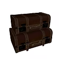 Two Brown Leather Trunks Stacked Together For Vintage Storage And Travel