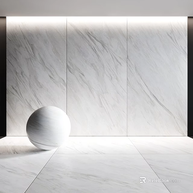 White Marble Components For Wall And Floor With Decorative Sphere 3d model 