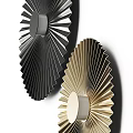 Modern Decorative Wall Lamps with Black and Gold Fan Shaped Design and Radiant Metallic Lines