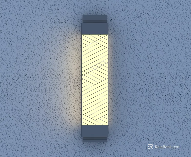 Rectangular Wall Lamp With Geometric Patterned Shade Illuminated Warm Light On Gray Wall 3d model 