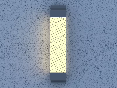 Rectangular Wall Lamp With Geometric Patterned Shade Illuminated Warm Light On Gray Wall 3d model