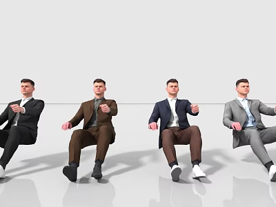 Men Wearing Different Colored Business Suits Sitting in Formal Pose 3d model