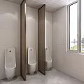 Modern Public Restroom Interior Design With Urinals Stalls And Tiled Walls