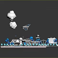 Cartoon Style Mini City Layout With Colorful Buildings Roads Clouds And Decorative Borders