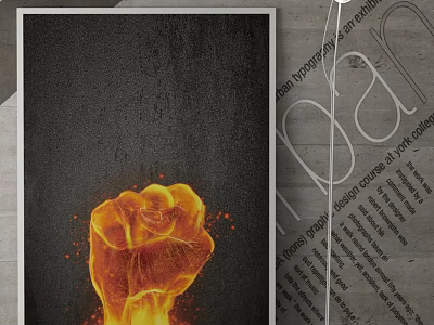 Vibrant Abstract Painting Featuring Fiery Fist With Dynamic Flame Effects On Dark Background 3d model