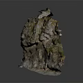 Natural Rock Scenery Component With Green Moss Covered Textured Surface And Landscape Element