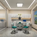 Modern Hospital Outpatient Clinic Interior With Medical Equipment White Cabinets And Treatment Chairs