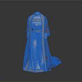 Elegant Traditional Dress With Orange Cape And Cream Embroidered Trim On Gray Background Mannequin