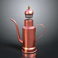 Copper Metallic Kettle With Golden Lid Long Spout And Handle For Home Use