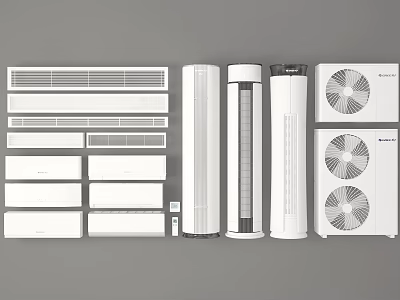 Various Styles of Modern Air Conditioner Fans With Wall Mounted and Floor Standing Designs 3d model