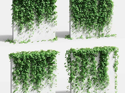 Natural Style Decorative Ornament Set With Green Vines Covering White Cubes 3d model
