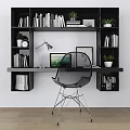 Modern Table and Chair Combination Transparent Furniture Desk Laptop Lamp 3d model