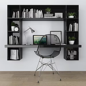 Modern Table and Chair Combination Transparent Furniture Desk Laptop Lamp 3d model
