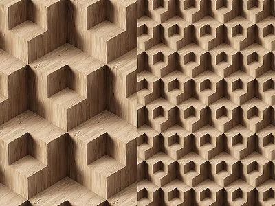 Wooden Wall With Geometric Patterns And 3D Design For Interior Decor 3d model