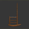 Orange Wooden Leisure Rocking Chair Featuring Slatted Back And Woven Seat Design