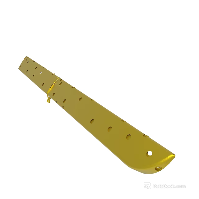 Long Yellow Metal Strip With Multiple Holes For Industrial Machinery 3d model 