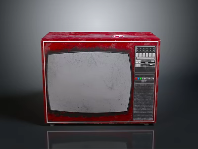 Vintage Red Television With Worn Screen Retro Control Panel And Classic Design 3d model