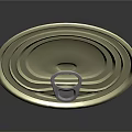 Shiny Metal Can Lid With Pull Tab On Dark Reflective Surface