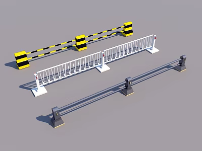 Yellow Black Striped And White Safety Railings With Stable Base Supports And Design 3d model