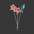Red And Blue Sequined Windmill Decor Accent Furniture On Black Background