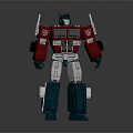 Standing Robot Figure With Red Blue Color Scheme Metallic Armor And Mechanical Design