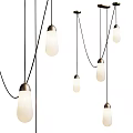 Modern Pendant Lights Design With White Shades And Metallic Bases Hanging In Minimalist Style