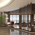 Elegant Modern Lounge Area Interior Design With Fireplace Sofas Floor Lamps Paintings And Bookshelves