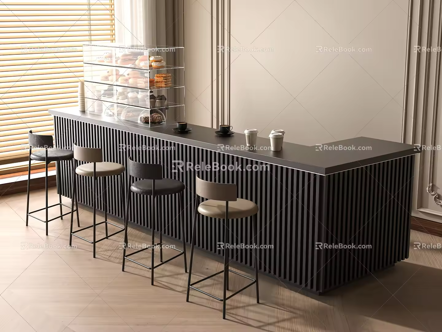 Modern Cafe Bar Counter Bar Counter Workbench Bakery Display Cabinet 3d model