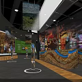 Science Museum Exhibition With Interactive Installations Geological Landforms Projection Screens And Stands 3d model