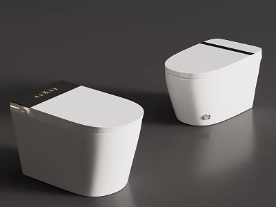 Modern White Smart Toilets With Sleek Design And Ceramic Finish For Bathroom 3d model