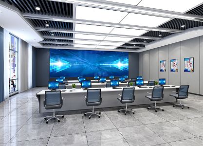 Command Room of Modern Monitoring Room 3d model