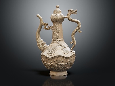 Chinese-style Wine Pot Antique Wine Pot Dragon-shaped Wine Pot 3d model