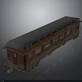 Vintage Red Train Carriage with Gray Roof and Multiple Classic Windows Design