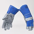 Blue And Gray Protective Work Gloves With Worn Design For Industrial Safety 3d model