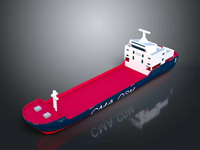 CMA CGM Cargo Ship With Blue White Hull Red Deck And Upper Structure 3d model