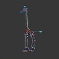 3D Giraffe Character With Brown Spots Long Neck Standing On Gray Background 3d model
