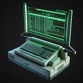 Vintage Computer Terminal With Green Screen Display And Retro Keyboard Design 3d model