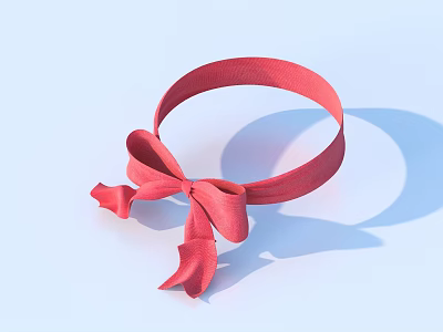 Red Bow Hair Scrunchie Soft Fabric Daily Hair Accessory For Women Styling 3d model