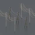 Industrial Equipment Featuring Utility Poles And Multiple Power Lines Structure