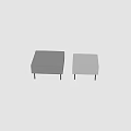 Square Light Gray Fabric Ottoman with Sturdy Gold Metal Legs for Living Room Decor
