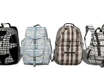 Trendy Backpacks With Various Patterns And Colorful Designs For Daily Use 3d model