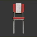 Stylish Single Chair With Red White Backrest Red Seat Cushion And Metal Legs