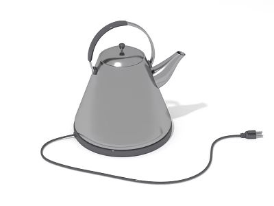 Sleek Metal Electric Kettle With Handle Base And Power Cord For Daily Use 3d model