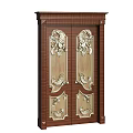 Elegant Wooden Double Doors With Intricate Carvings Brown Frame And Classical Design